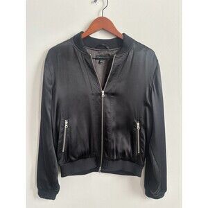 DSTLD 100% Silk Black Bomber jacket Size Large
